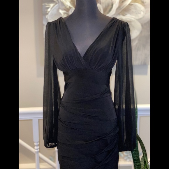 Gorgeous Black Long-sleeve Dress - Picture 2 of 7